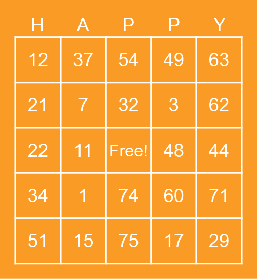 Happy BINGO! Bingo Card