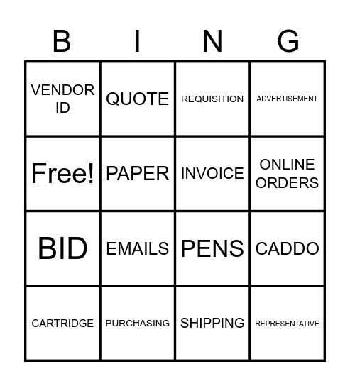 PURCHASING BINGO Card