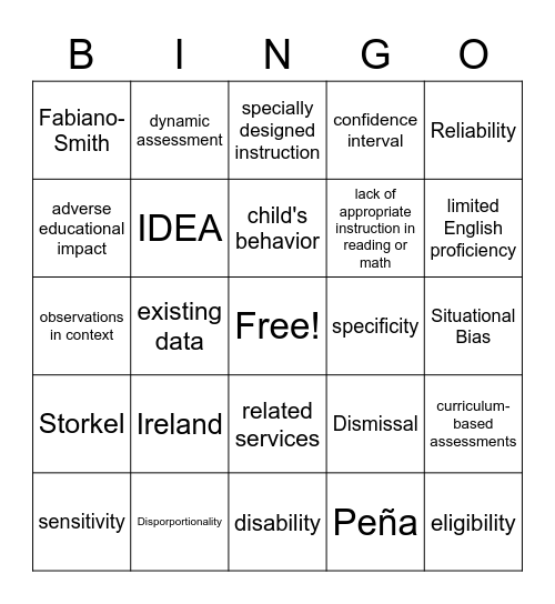 ASHA Webinar Bingo Card