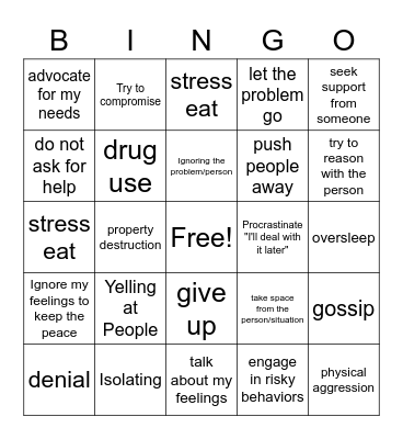 Coping with Conflict Bingo Card