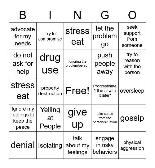 Coping with Conflict Bingo Card