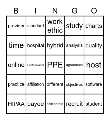 PPE Bingo Card