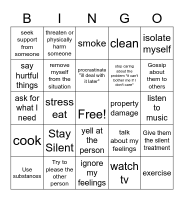 Coping with Conflict Bingo Card