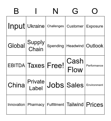 Earnings Call Bingo! Bingo Card