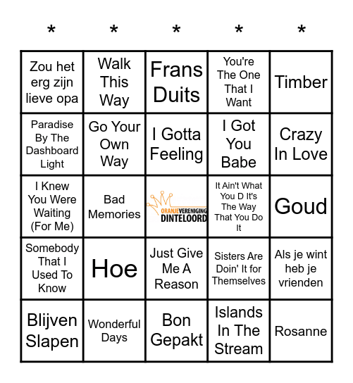 SWiNGO! Bingo Card