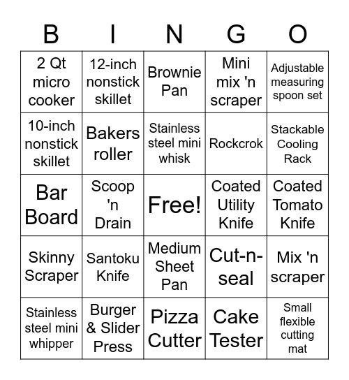 Isabelle's Pampered Chef Bingo! Bingo Card