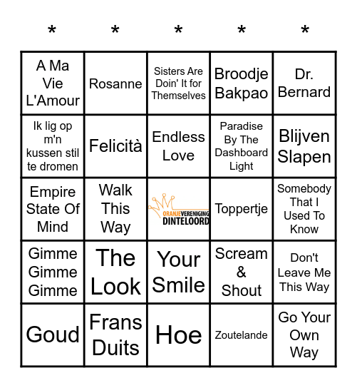 SWiNGO! Bingo Card