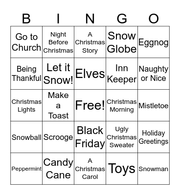 Christmas Bingo Card