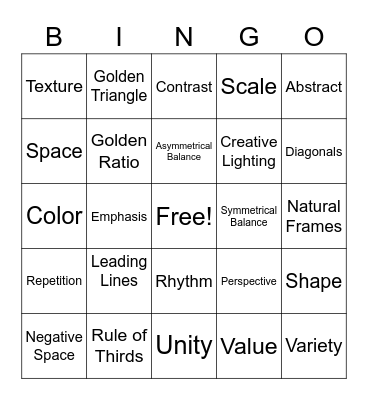 Field Trip Photo Bingo Card