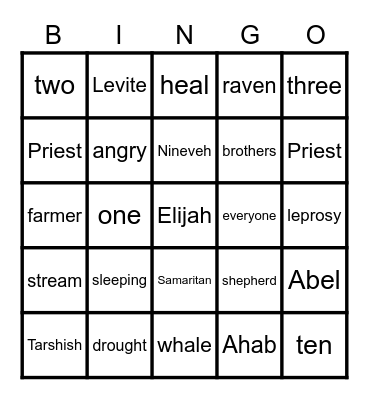 Bible Story Bingo Card