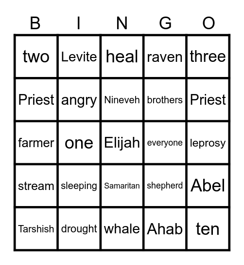 Bible Story Bingo Card