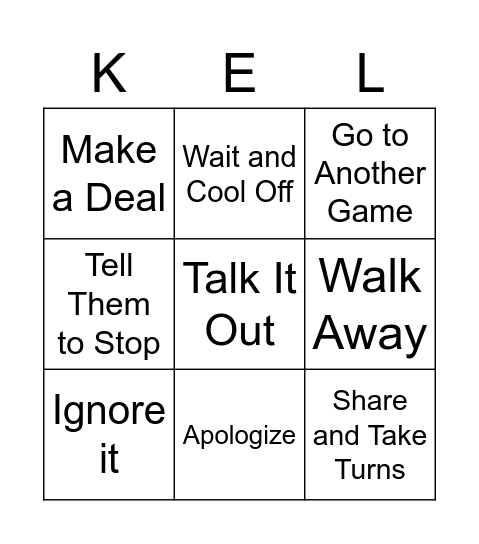 Kelso's Choices BINGO Card