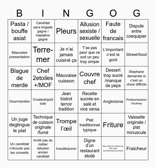 Blblbl Bingo Card