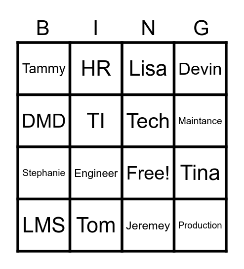 Case 4 Bingo Card