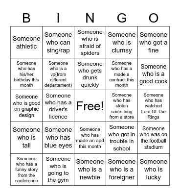 Aiesec bingo Card