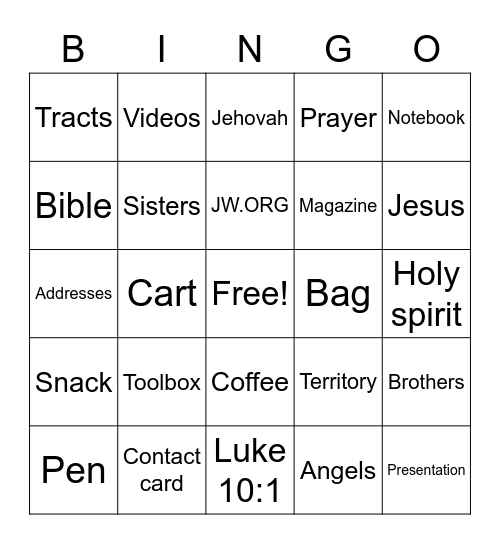 Theocratic Ministry Bingo Card