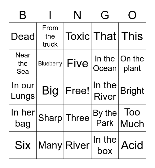 Adjectives Bingo Card