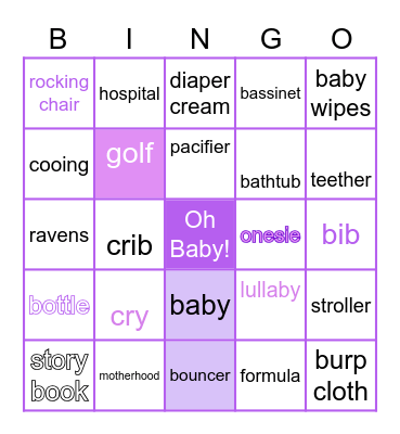 Baby States Bingo! Bingo Card