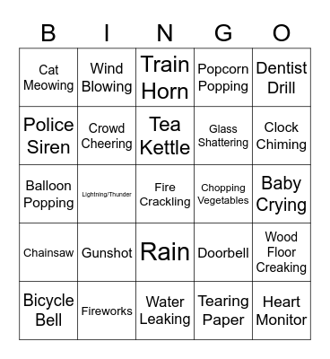 Sound FX Bingo Card