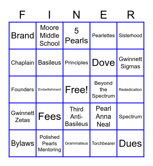 FINER BINGO Card
