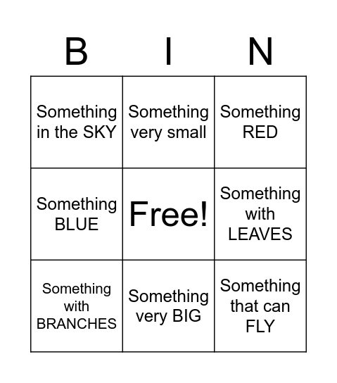 Outside Bingo! Bingo Card