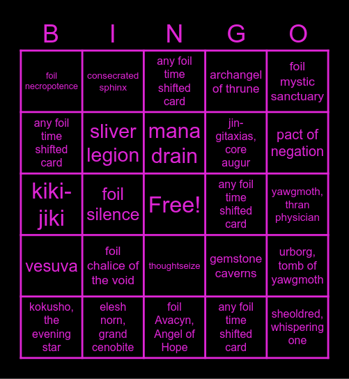 Bounty Hunter Bingo Card