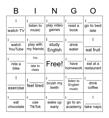 Frequency Bingo Card