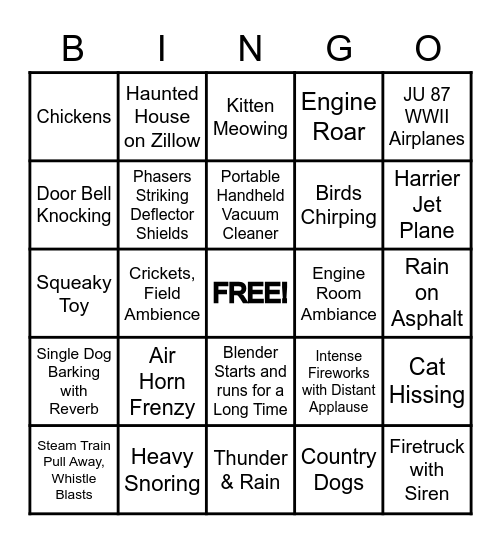 SOUND EFFECTS Bingo Card