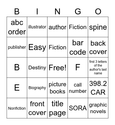 Library Skills Bingo Card