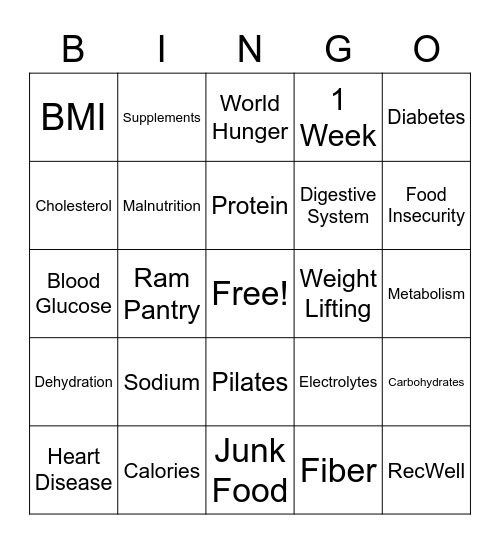 Grocery Bingo! Bingo Card