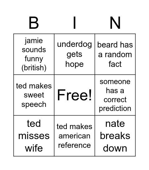 Ted Bingo Card