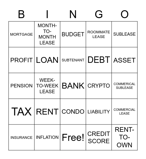 REVIEW Bingo Card