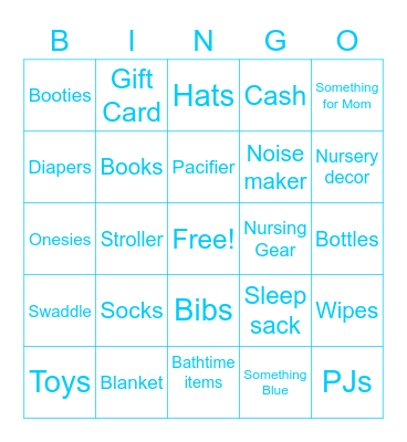 Baby Shower Gift Bingo Card