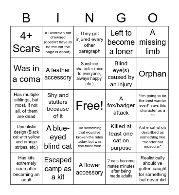 TFCRP Bingo Card
