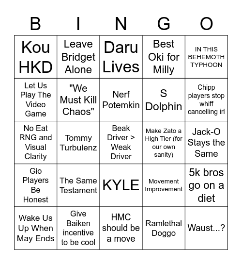 What We Want Bingo Card