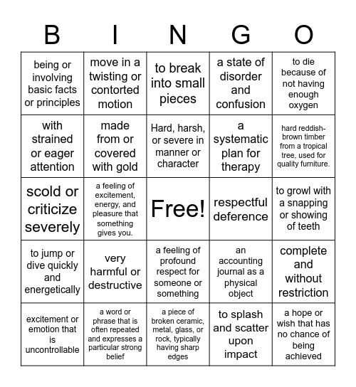 The Children of Blood and Bone Bingo Card