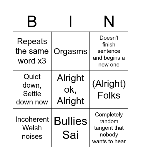 MrD Bingo Card