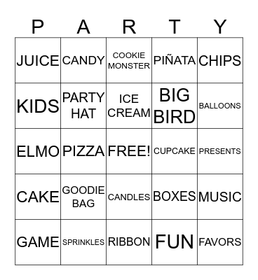My  first  birthday Bingo Card