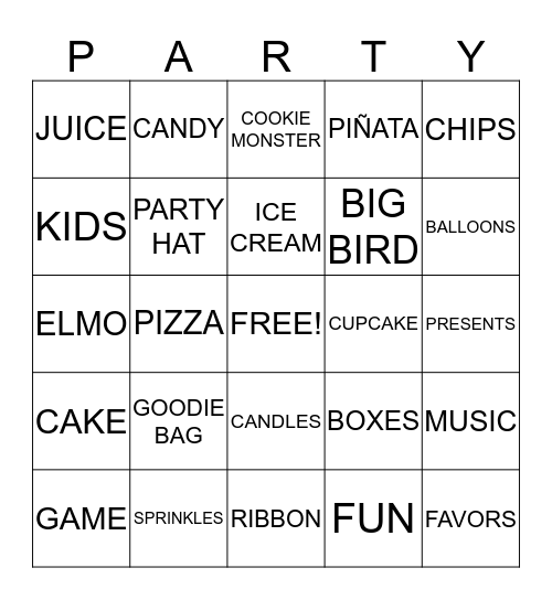 My  first  birthday Bingo Card