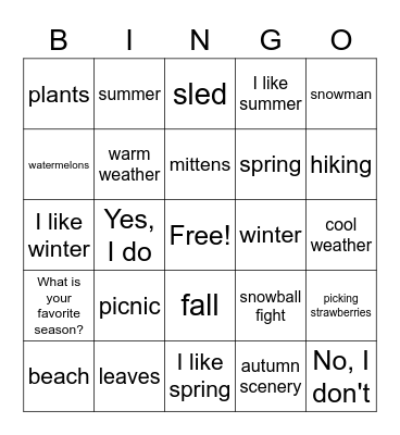 VT Class Bingo Card