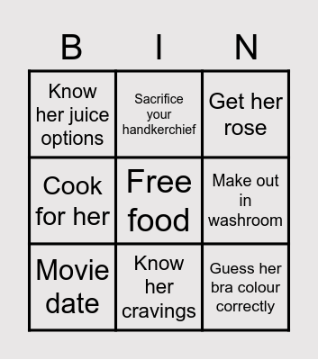 Romance with Girl Bingo Card