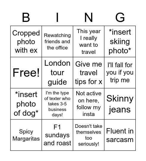 Hinge Bingo Card