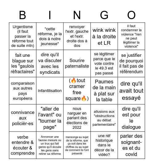 Discours de Macronus Premier Bingo Card