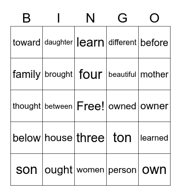 step 5 HFW Bingo Card