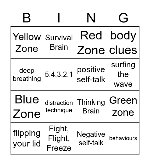 Brain Buddies Bingo Card