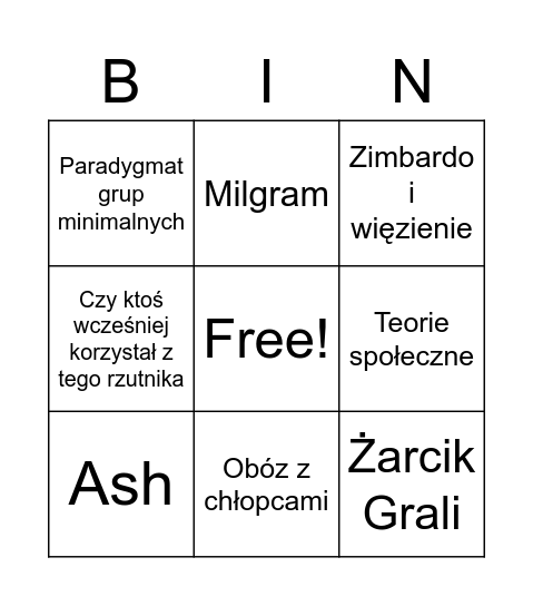 Społeczna Bingo Card