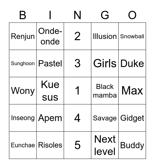 JAEYUNpet Bingo Card