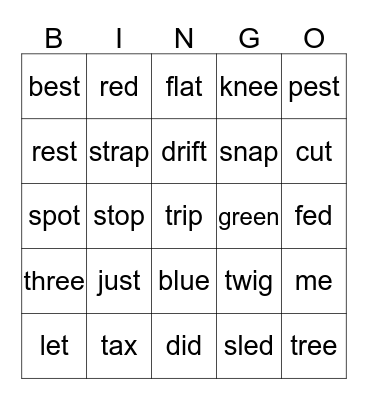 VOCABULARY Bingo Card