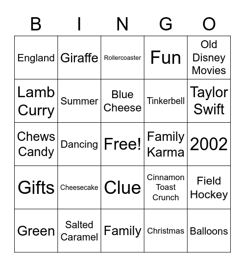 Happy Birthday Aleesha Bingo Card