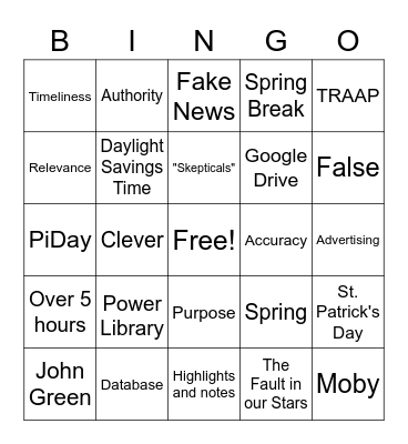 March Bingo Card